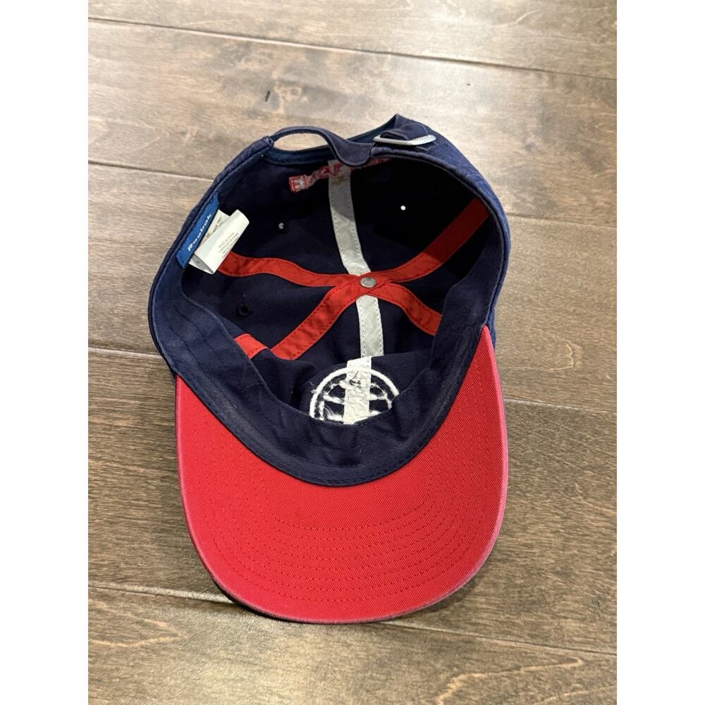 Vtg Reebok Mens Navy England Flag Patch Adjustable Strapback Hat Baseball Cap - Picture 6 of 8